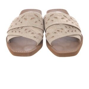 Chloe Cream and Brown Eyelet Sandals, size 40